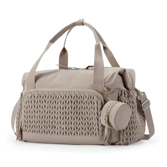 Striped Handbag Large Capacity Travel Brown - Shop at LoveMi