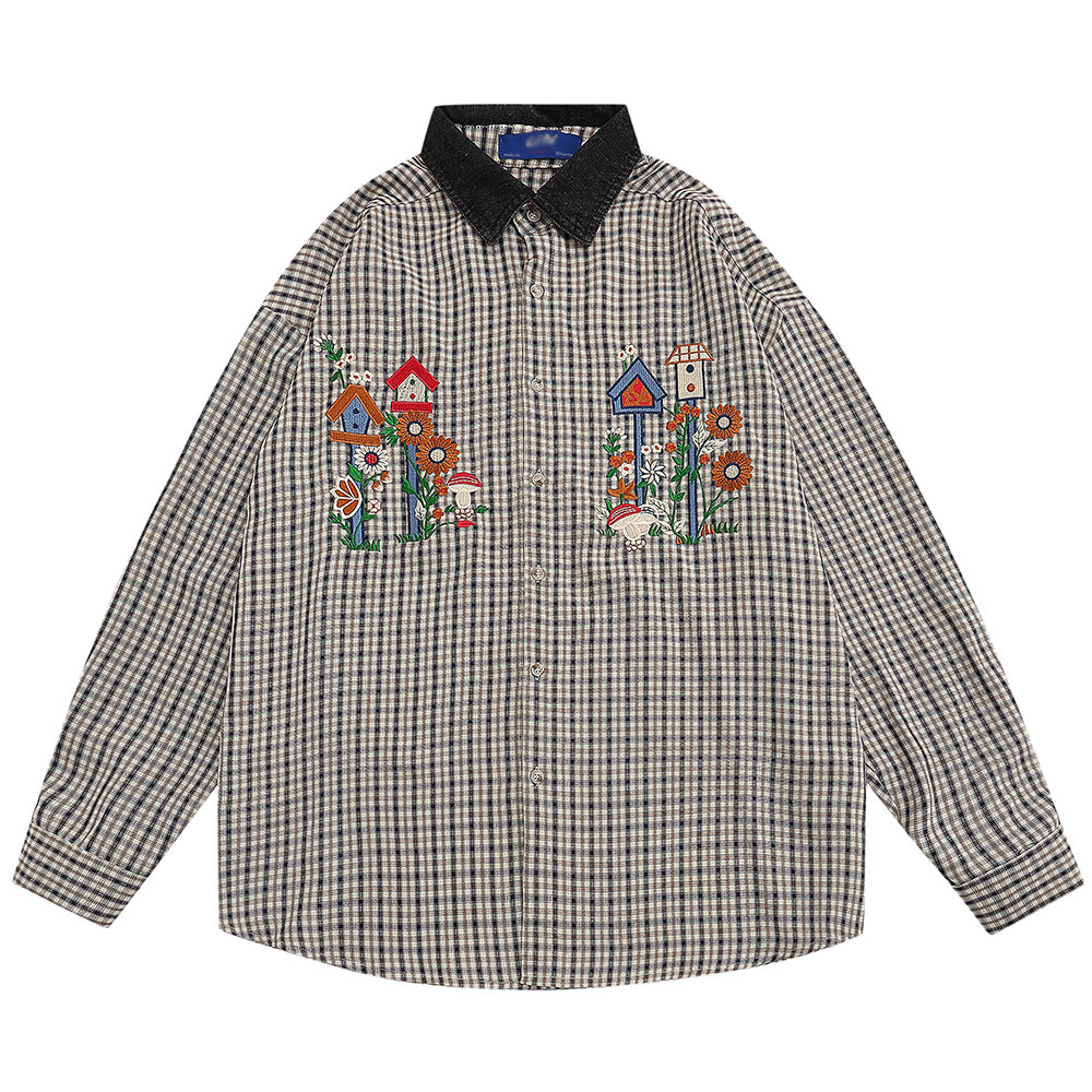 Loose Contrast Color Lapels Shirt Casual Thin Coat