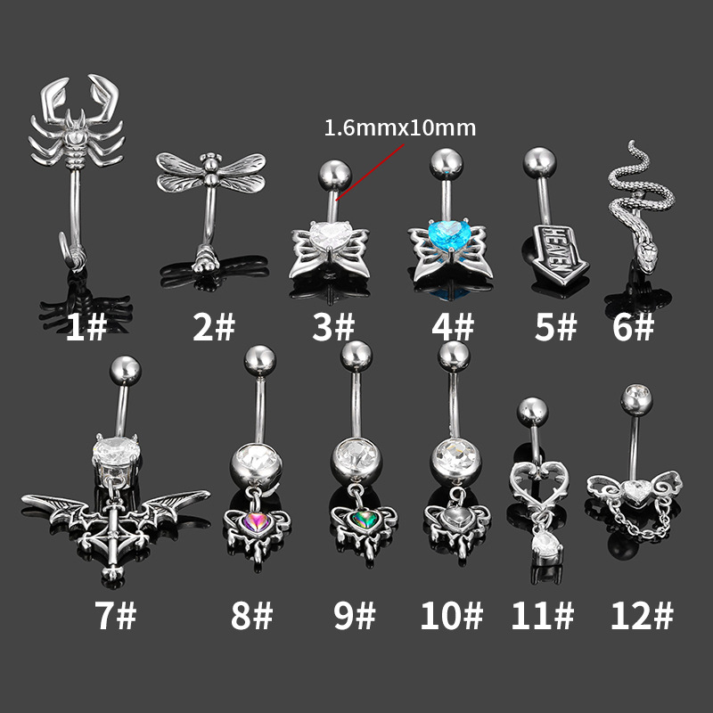 Jewelry Dragonfly Snake Scorpion Piercing Navel Ring Belly Button Stud