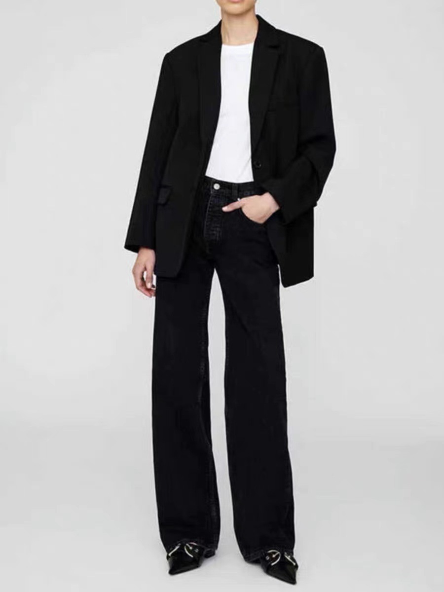 Commuter Black Gray High Waist Slimming Wide Leg Pants