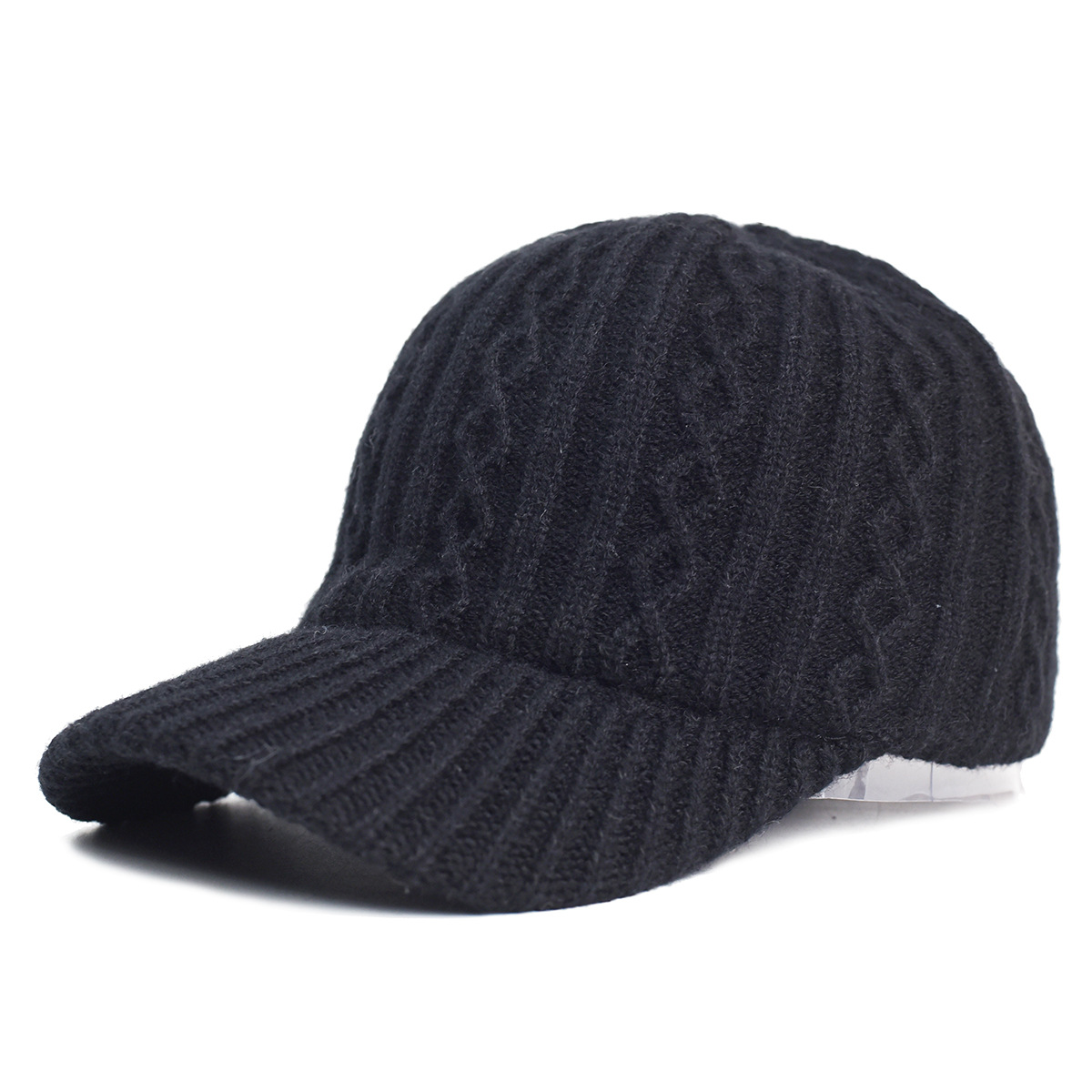 Knitting Wool Baseball Cap Korean Warm Solid Color Light Plate Peaked Cap — foto 17