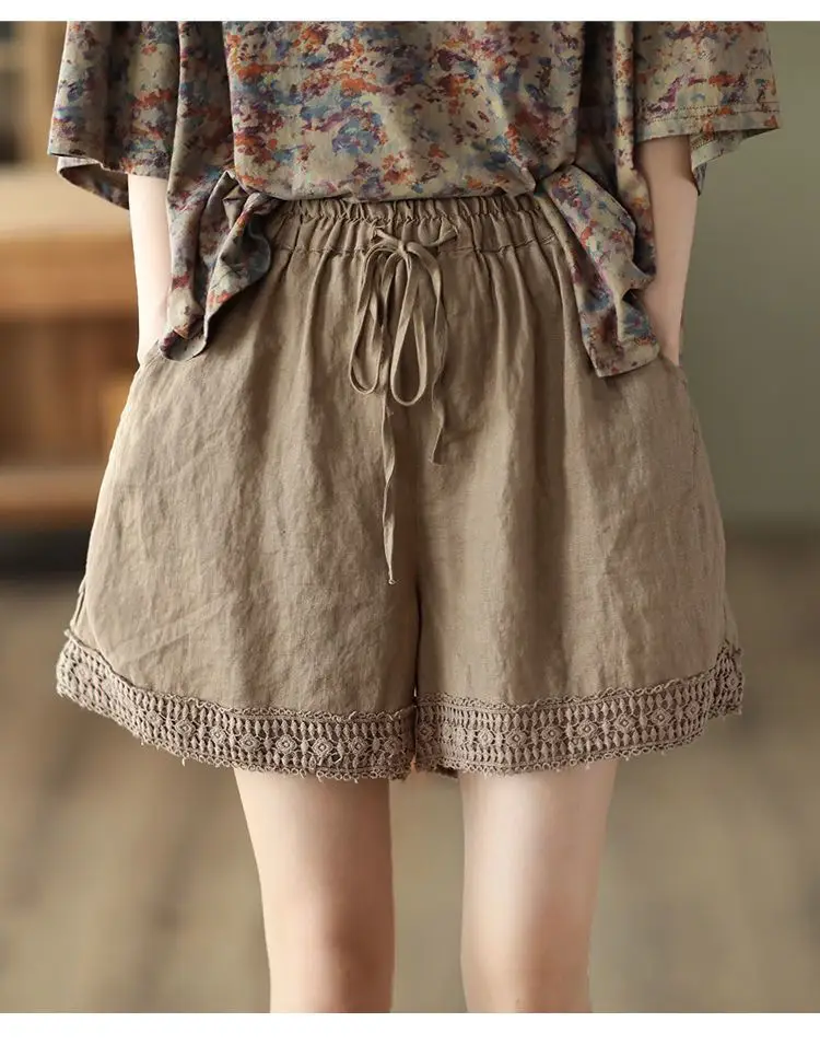 Retro Hollow-Out Crochet Cotton-Linen Pants For Women