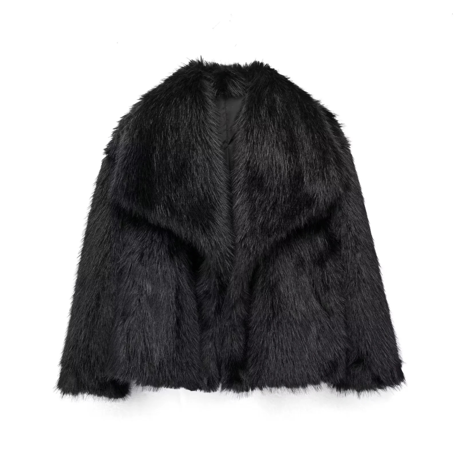Artificial Fur Mink like Coat Winter Coat European And American Socialite Style Top Black - Shop at LoveMi