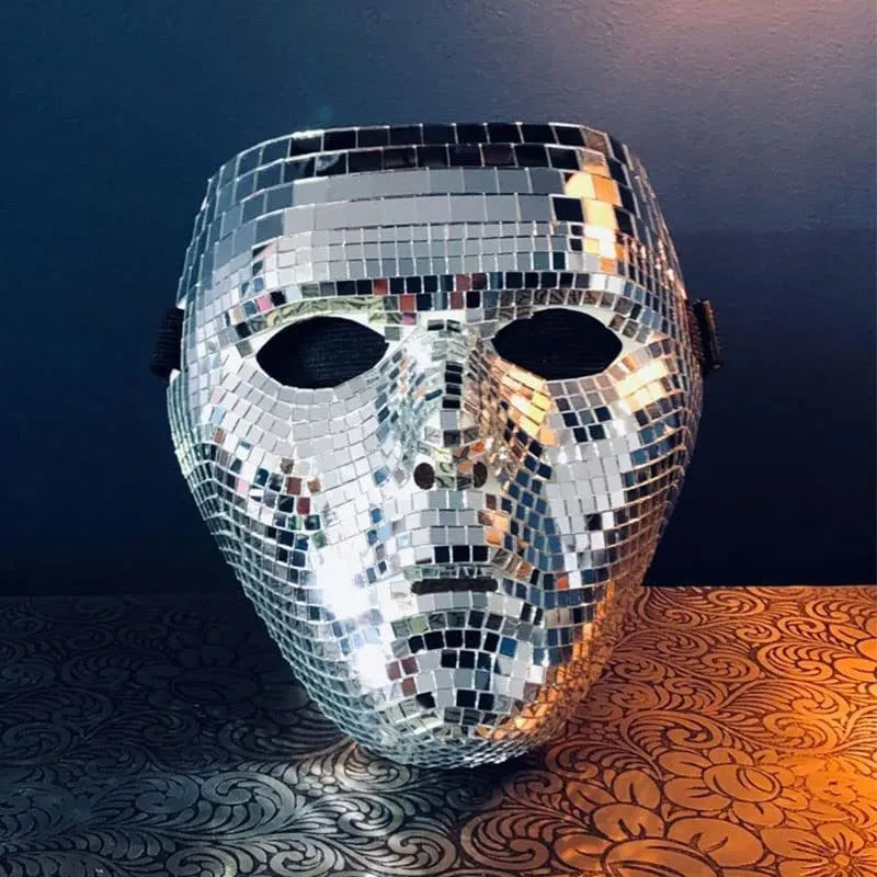 Mirror Reflective Glass Party Headwear Helmet - Silver
