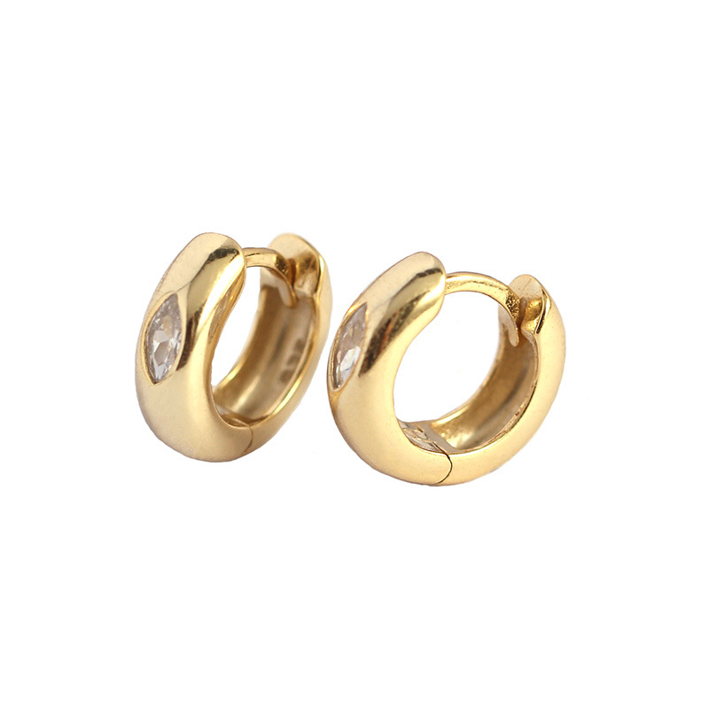 Geometric Circle Horse Eye Zircon Stud Earrings