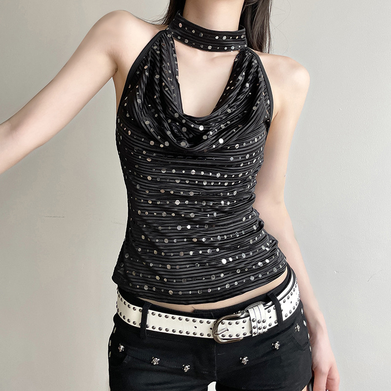 Waist-tight Slim Fit Backless Sling Small Top