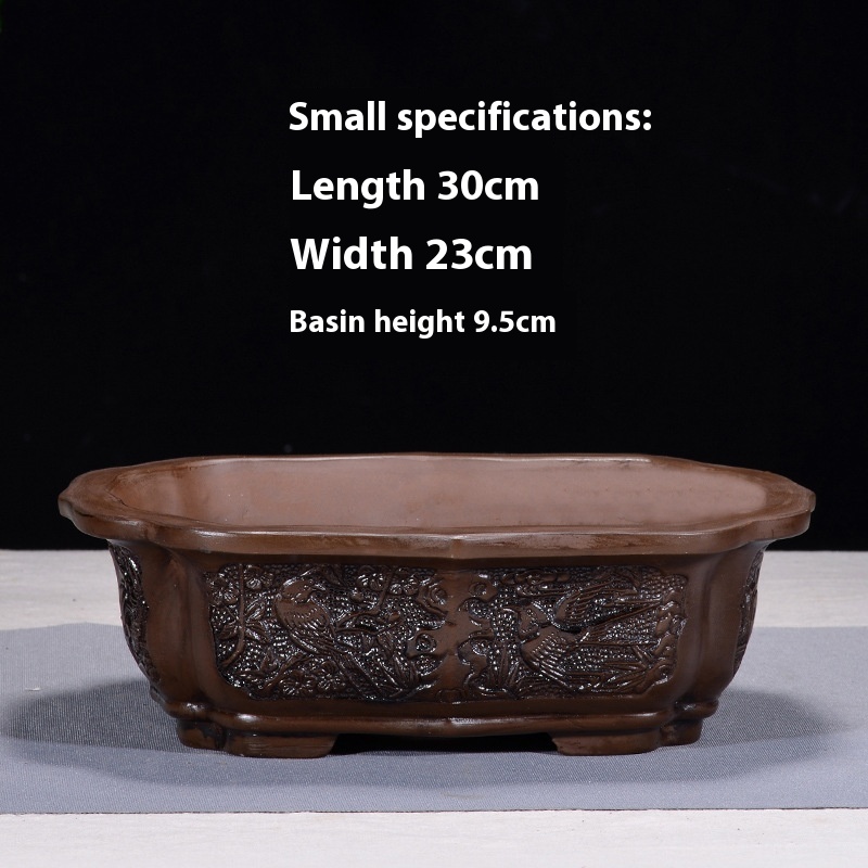 Square Rectangular Ceramic Bonsai Pot Pachira Macrocarpa Purple Sand Glazed Water Flowerpot Manger