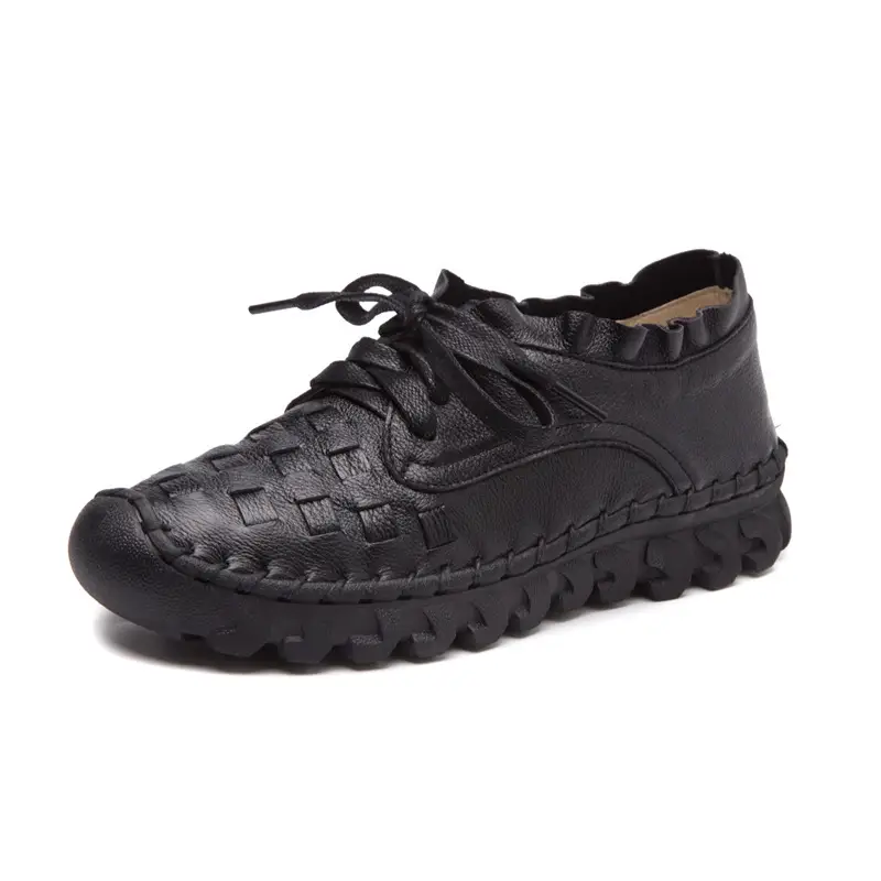 Womens Genuine Leather Casual Low-heeled Flats