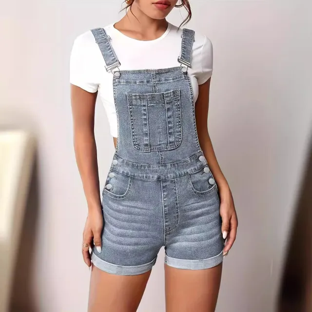 Slim fit Denim Overalls With Straps Blue - Shop at LoveMi