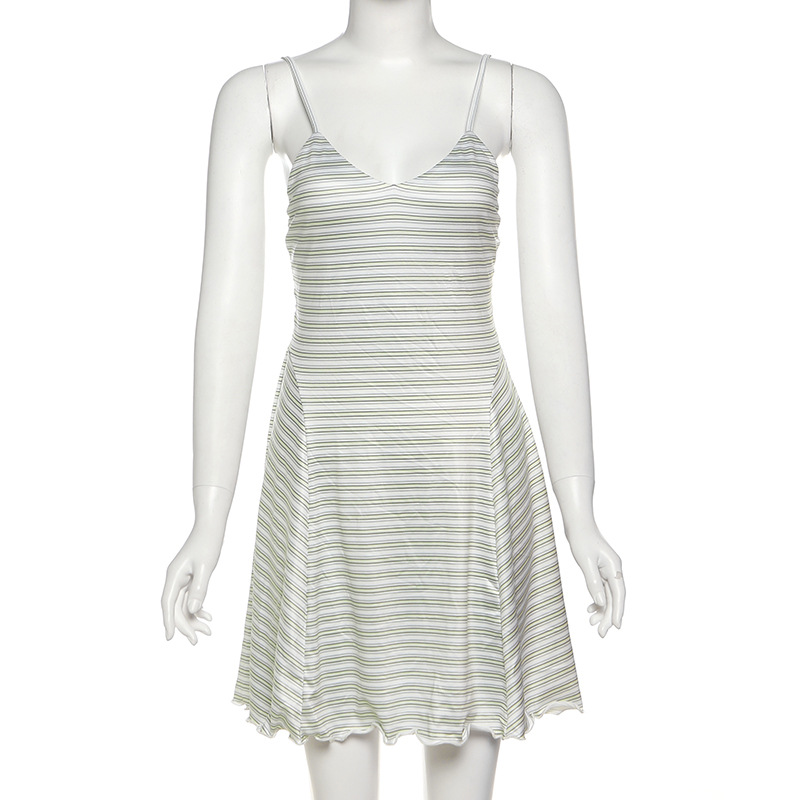 Summer Women's Suspender Stripes Jumpsuit Skirt