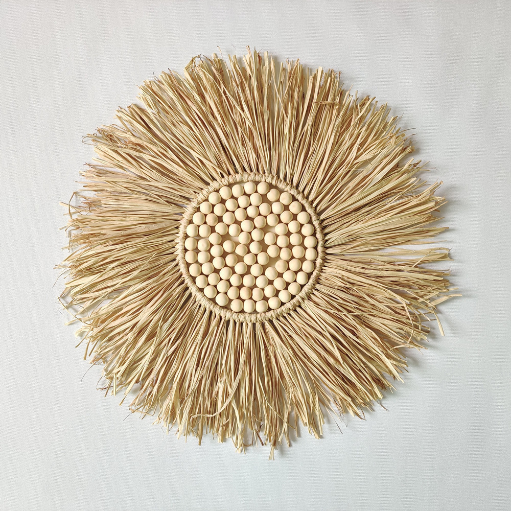 Raffia Round Wall Mirror, picture 2 of 5