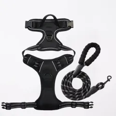Pet Hand Holding Rope Chest And Back Nylon Dog Rope - Black 1.5 M Rope - View 1