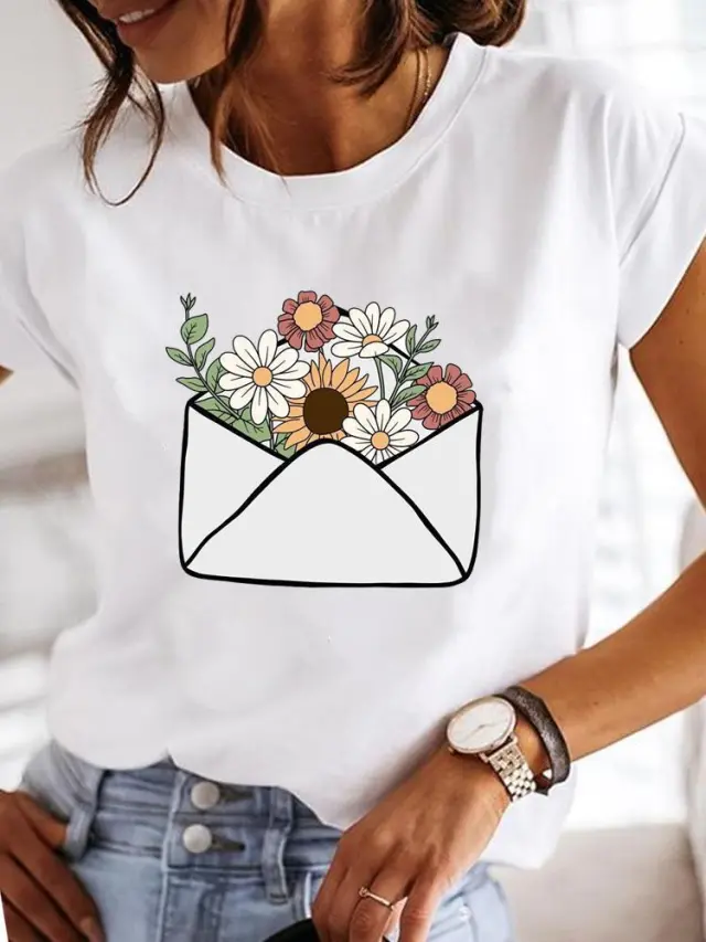 Women's Loose 3D Pattern T shirt Q109 L - Shop at LoveMi
