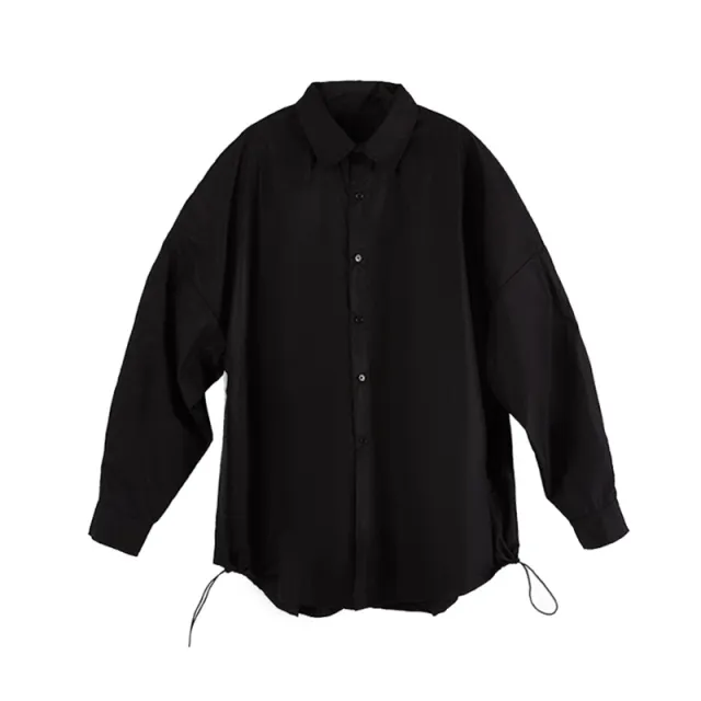 Solid Color Single breasted Long Sleeve Loose Women's Wear Shirt Black - Shop at LoveMi