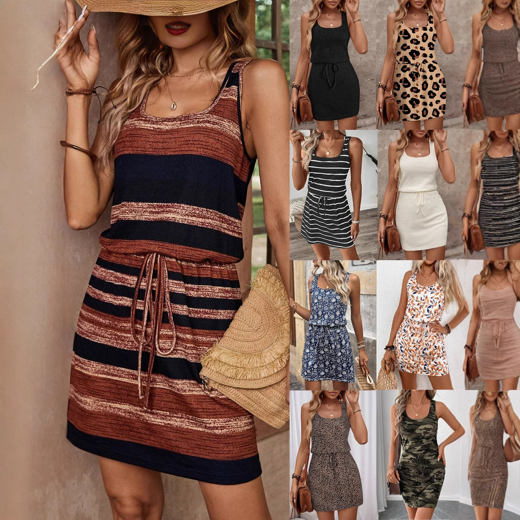 European And American Womens Casual Resort-style Short Dress