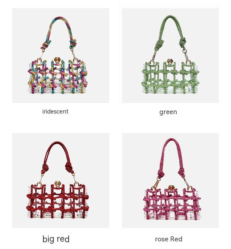 French Sweet Shiny Rhinestone Banquet Small Square Bag — foto 13