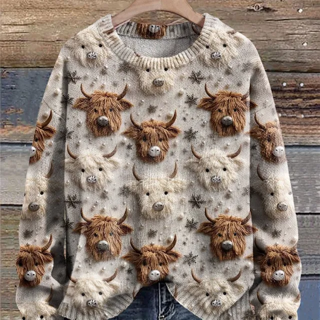 Women's Christmas Casual Round Neck Long Sleeve Sweater 3 Style Xxs - Shop at LoveMi