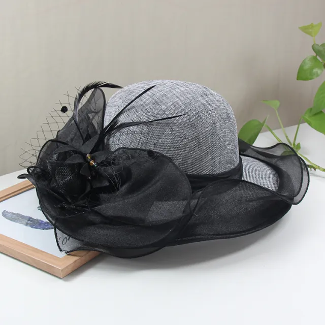 Women's Wavy Linen Wide Brim Top Hat Black - Shop at LoveMi