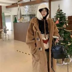Lamb Wool Loose Women's New Mid-length Coat - Brown - View 1