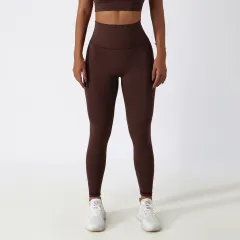 High Waist Hip Lift Fitness Pants Women's Tight Outdoor Sports Yoga Pants - Dark Brown - View 1