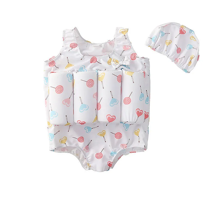 Children's Buoyancy Swimsuit Baby's Bathing Suit One-piece Girl - Lollipop-S 75To90Cm