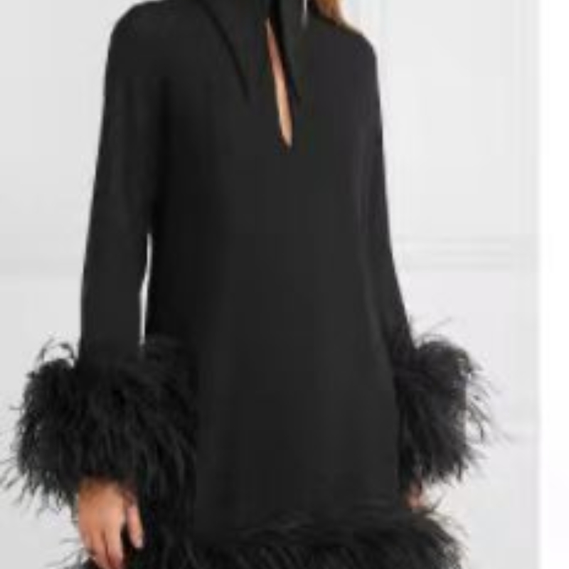 European And American Style Stitching Plush Long-sleeved Dress - 4