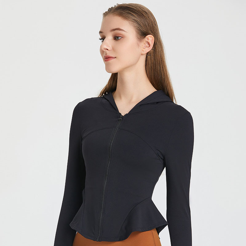 Nude Feel Zipper Hooded Sweatshirt Yoga Clothes Long Sleeve Jacket Slim