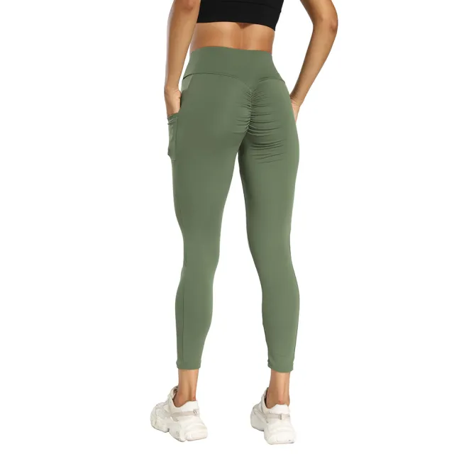 Sports Yoga Leggings Hip Lifting Fitness Running Fitness Pants Army Green - Shop at LoveMi