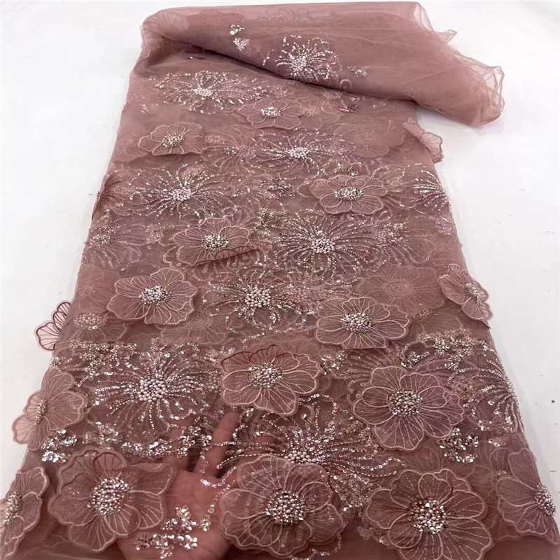 Three-dimensional Embroidered Mesh Fabric Sequin Bead Tube Embroidery - Image 33