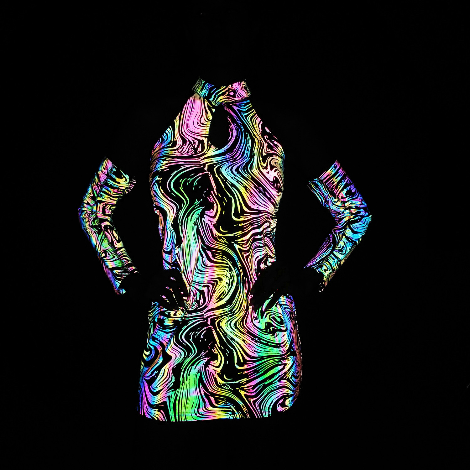Hollow out Halter Colorful Reflective Dress European And American Black - Shop at LoveMi