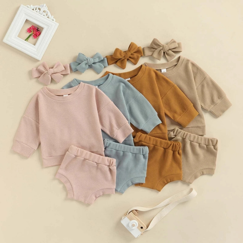 Title 1, Baby T-shirt shorts set lente zomer effen kleur...