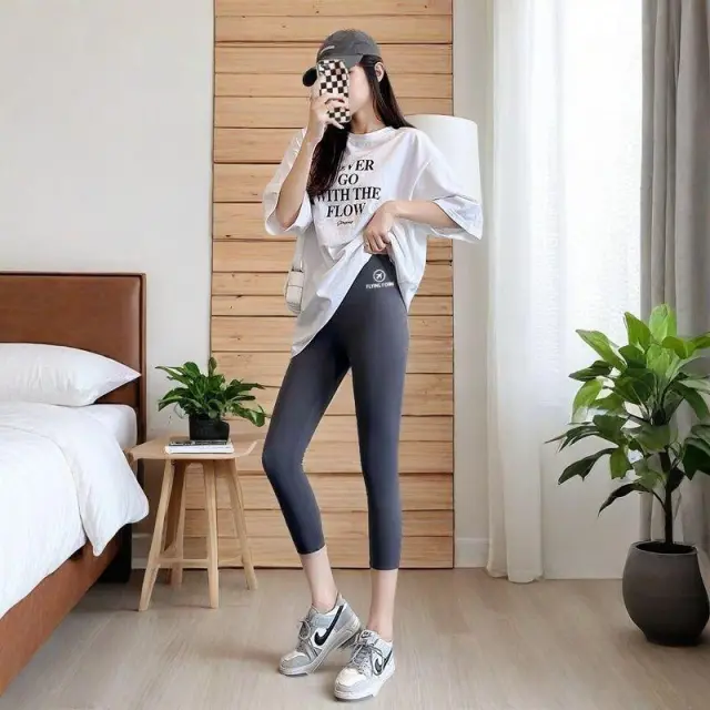 Women's Summer Thin Shark Pants Outer Wear High Waist Cropped Yoga Weight Loss Pants Gray - Shop at LoveMi