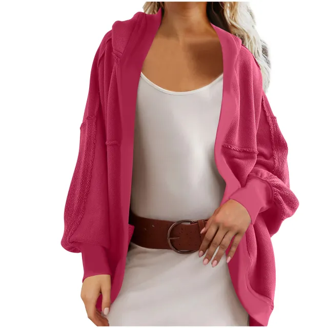 Women's Hooded Temperament Commute Loose Sweater Red - Shop at LoveMi