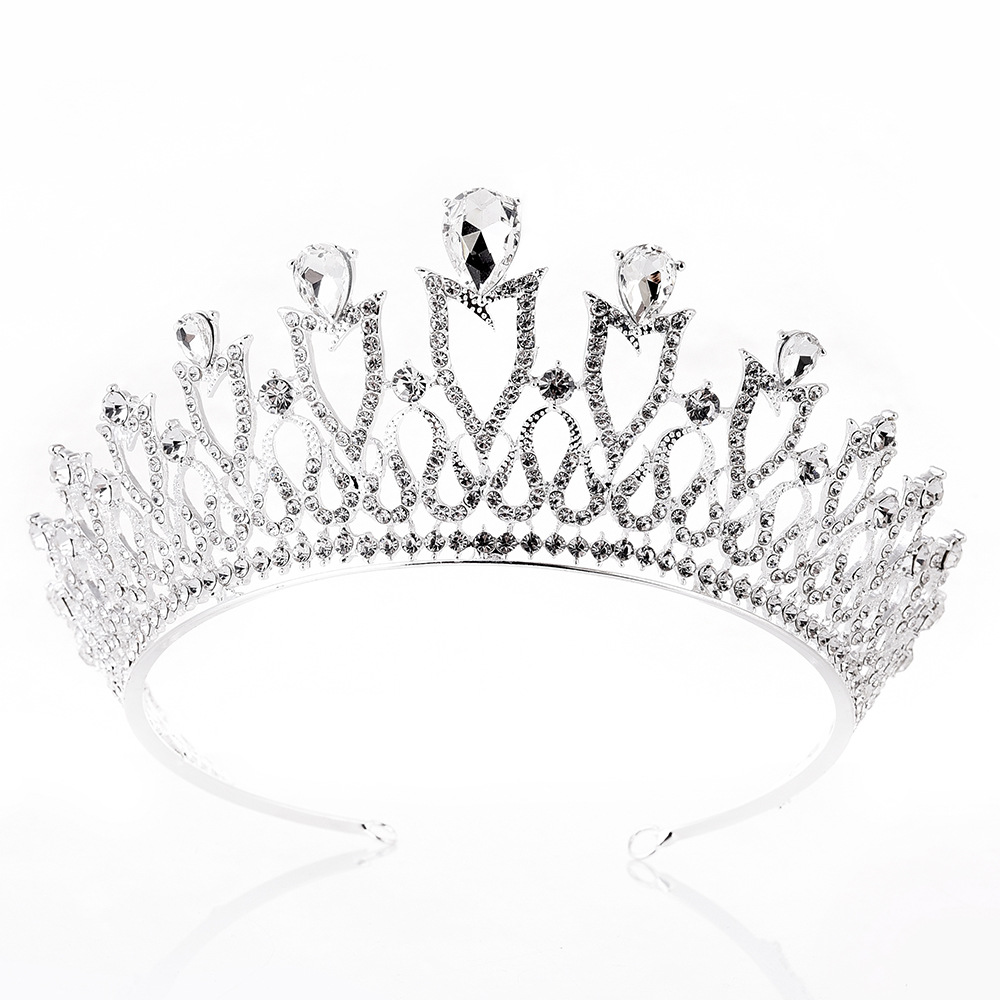 New Wedding Accessories Headband Korean Sweet Princess Alloy Rhinestone Multicolor Bridal Crown Headdress Silver White Diamond - Shop at LoveMi