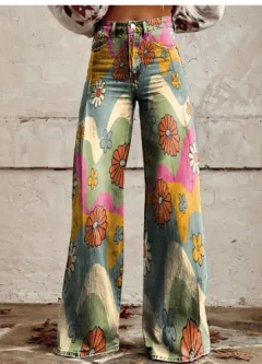 Thin Faux Denim Wide-leg Pants - Awp1A2424113-3Xl - View 1