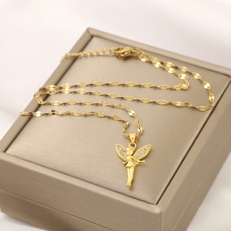 Angel Pendant Titanium Steel Necklace