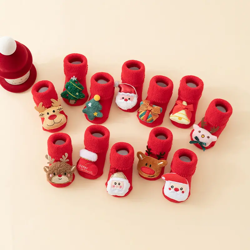 Babys Cozy Fleece-lined Thickened Pure-cotton Red Floor