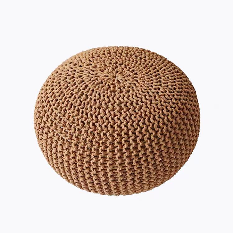 Handwoven Round Simple Round Ottoman Home Decor Ball Cushion Cover 5