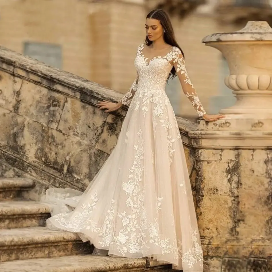 Long Sleeve Wedding Dress Mori Style Bridal