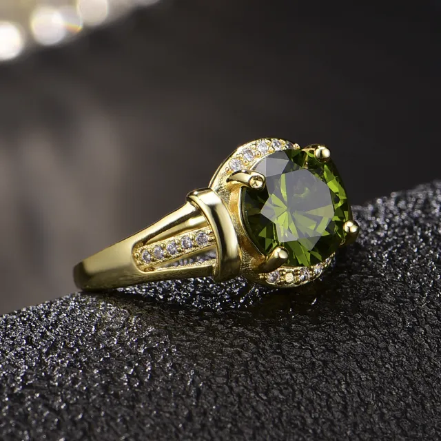 High end Fashionable Olive Green 18K Gold plated Open Ring Flash Drilling Olive Green - Shop at LoveMi
