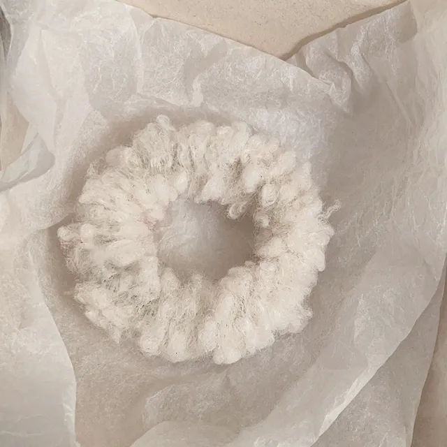 Cute Plush Large Intestine Hair Ring Teddy Fur Small Circle White - Shop at LoveMi