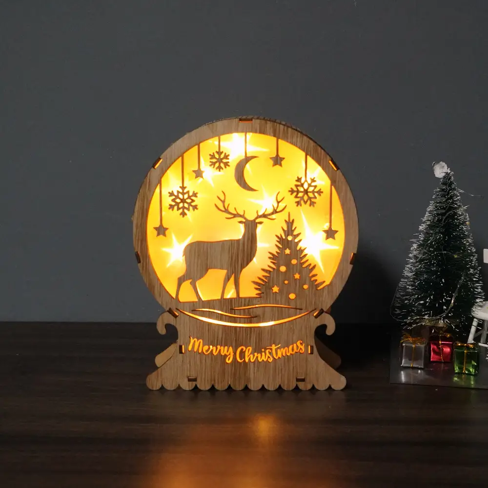 Christmas Supplies Led Lighting Wooden Decoration