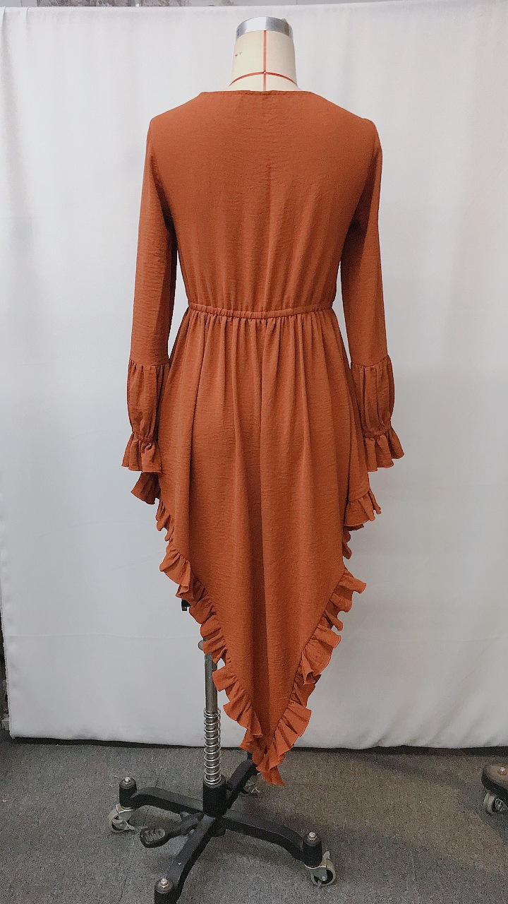 women’s lace-up ruffle dress