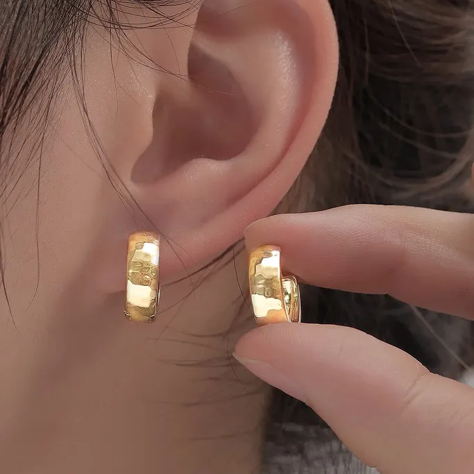 Texture Round Ring Earrings Stylish Simple And Versatile