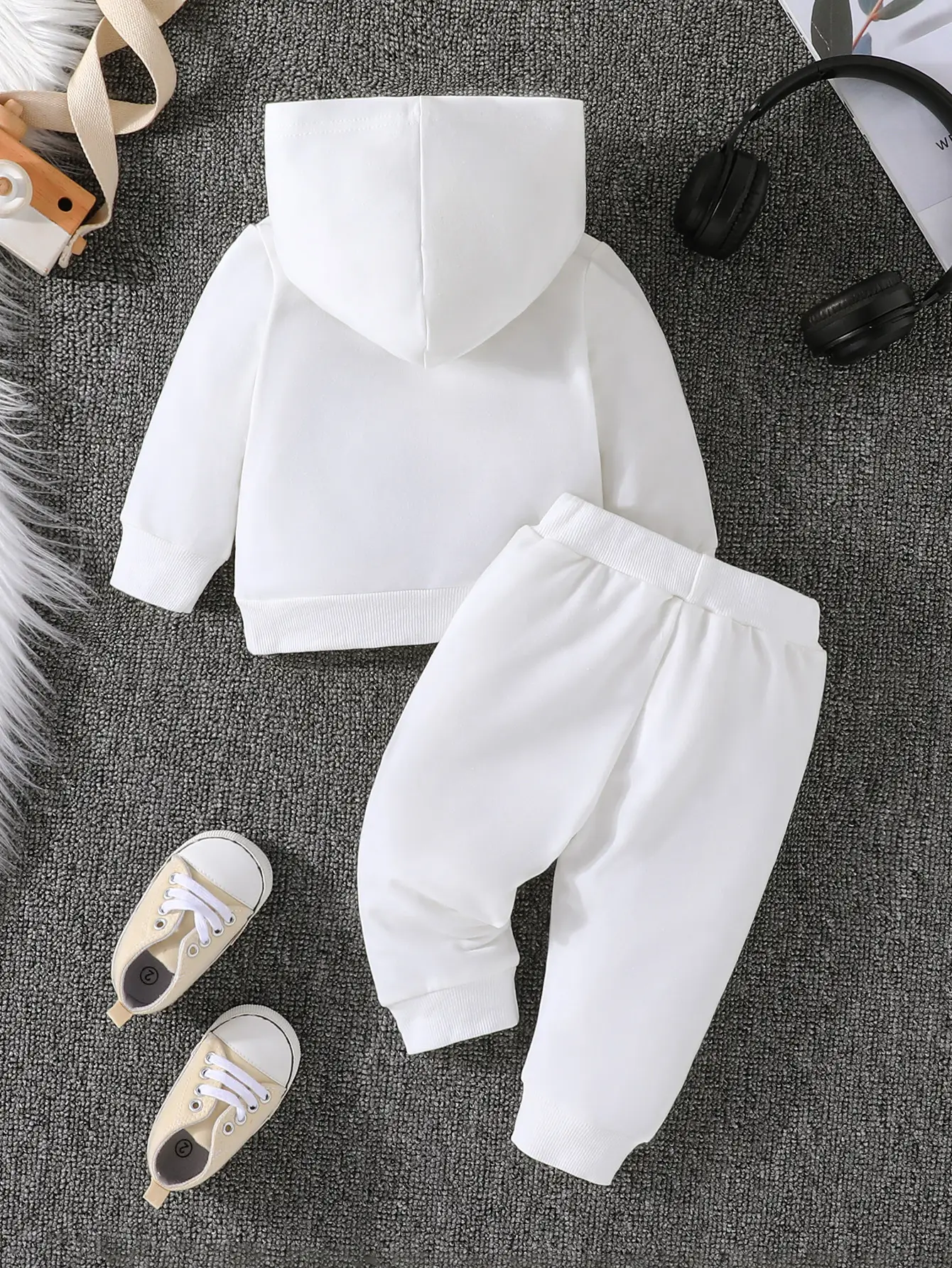 Baby Boy Solid Color Hoodie Trousers Suit