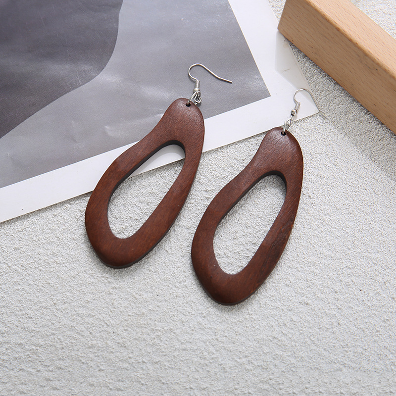 Wooden Bohemian Vintage Geometric Wood Earrings