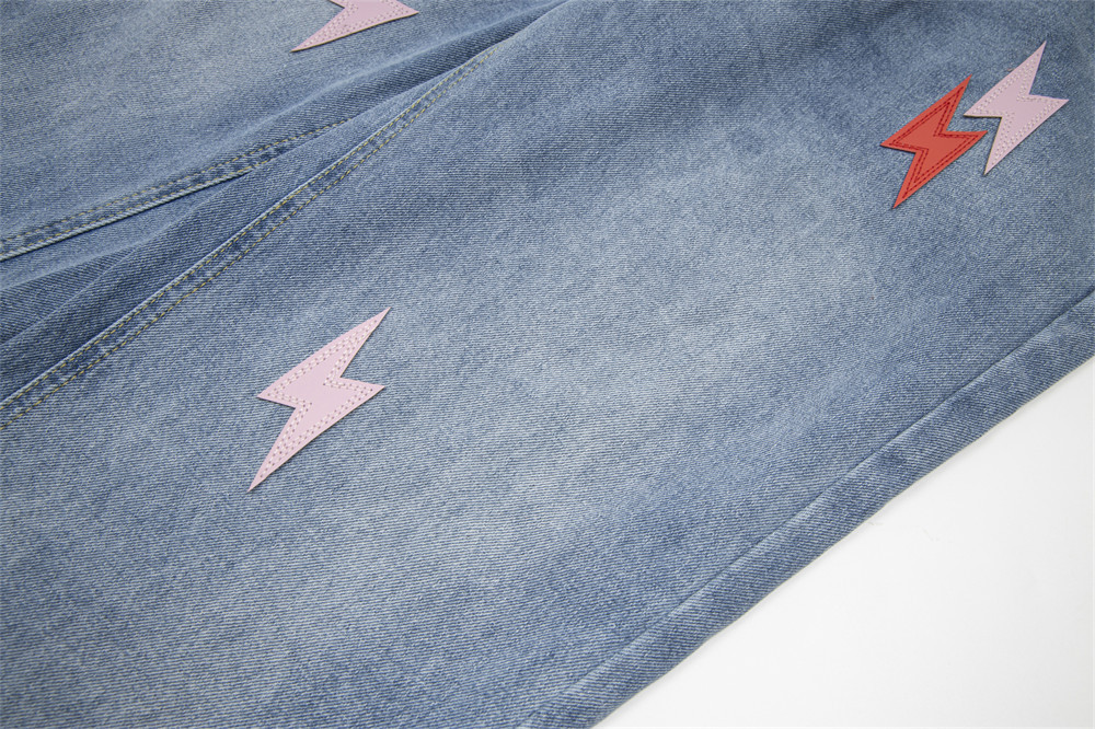 Lightning Embroidered Denim Trousers Men - Image 21