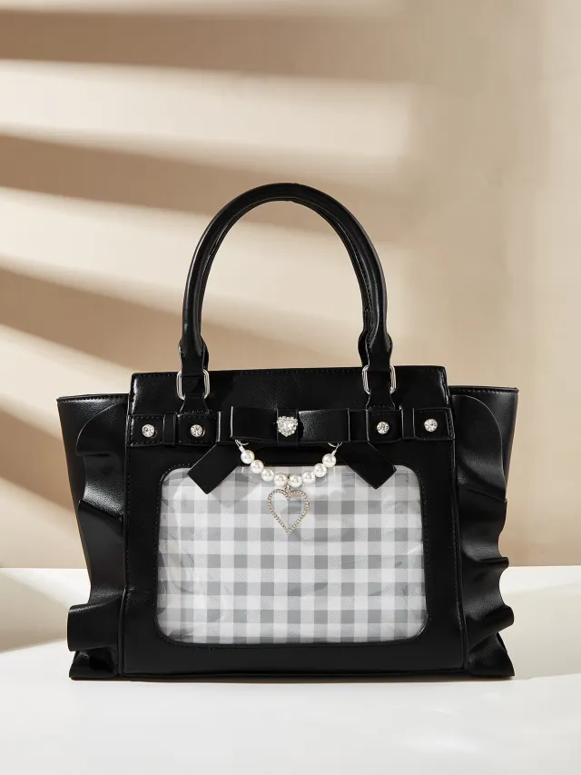 Love Handbag Lace Pearl Women's Messenger Bag Black - Shop at LoveMi