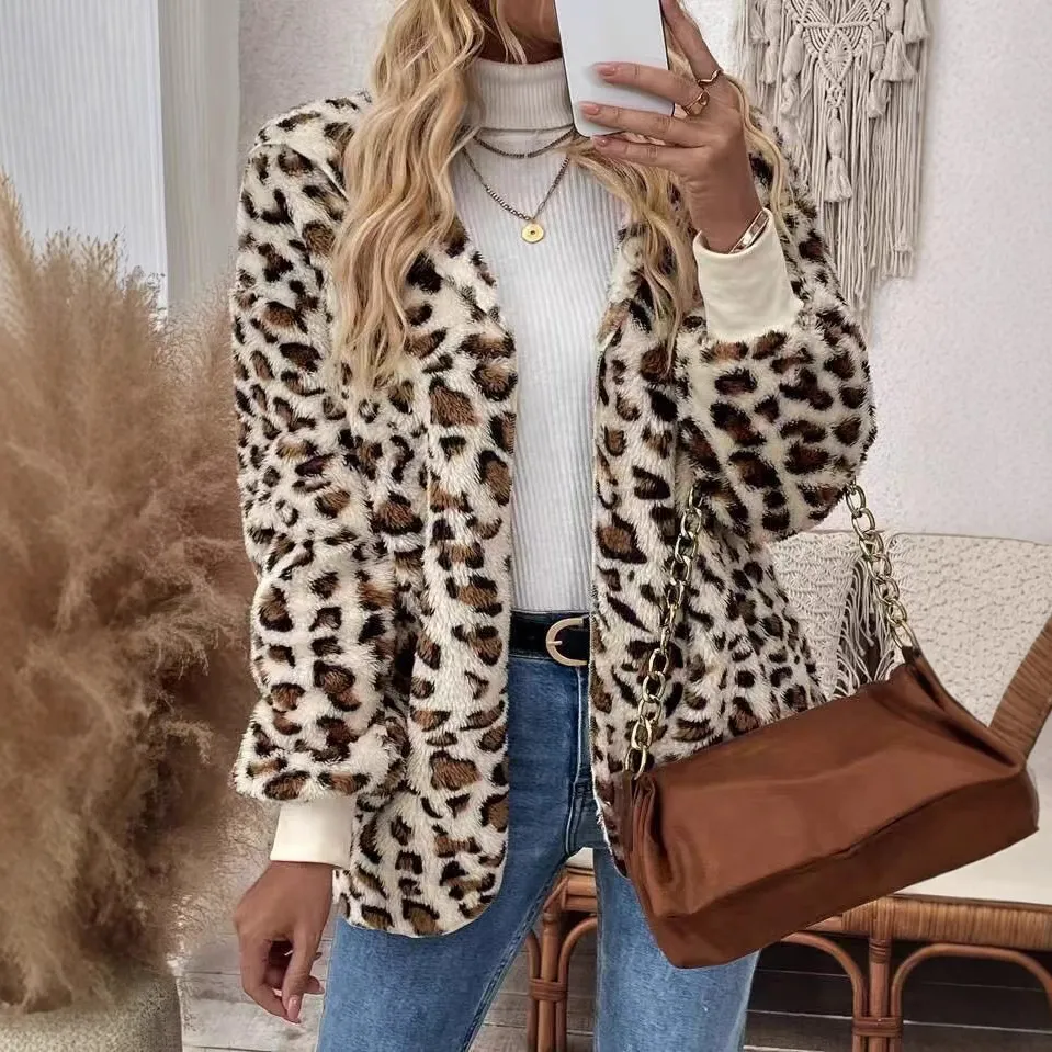 Cardigan Mid-length Women's Autumn And Winter Plush Coat - White