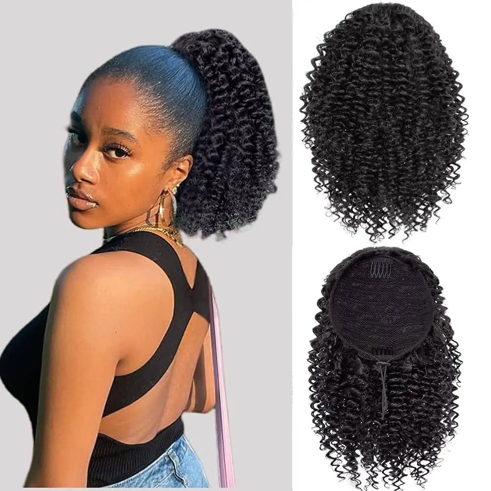 Drawstring Hair Bundle With African Black Extensions